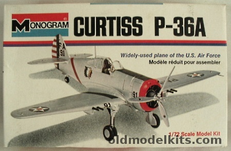 Monogram 1/72 Curtiss P-36A Hawk - (Model 75) - White Box Issue, 6790 plastic model kit